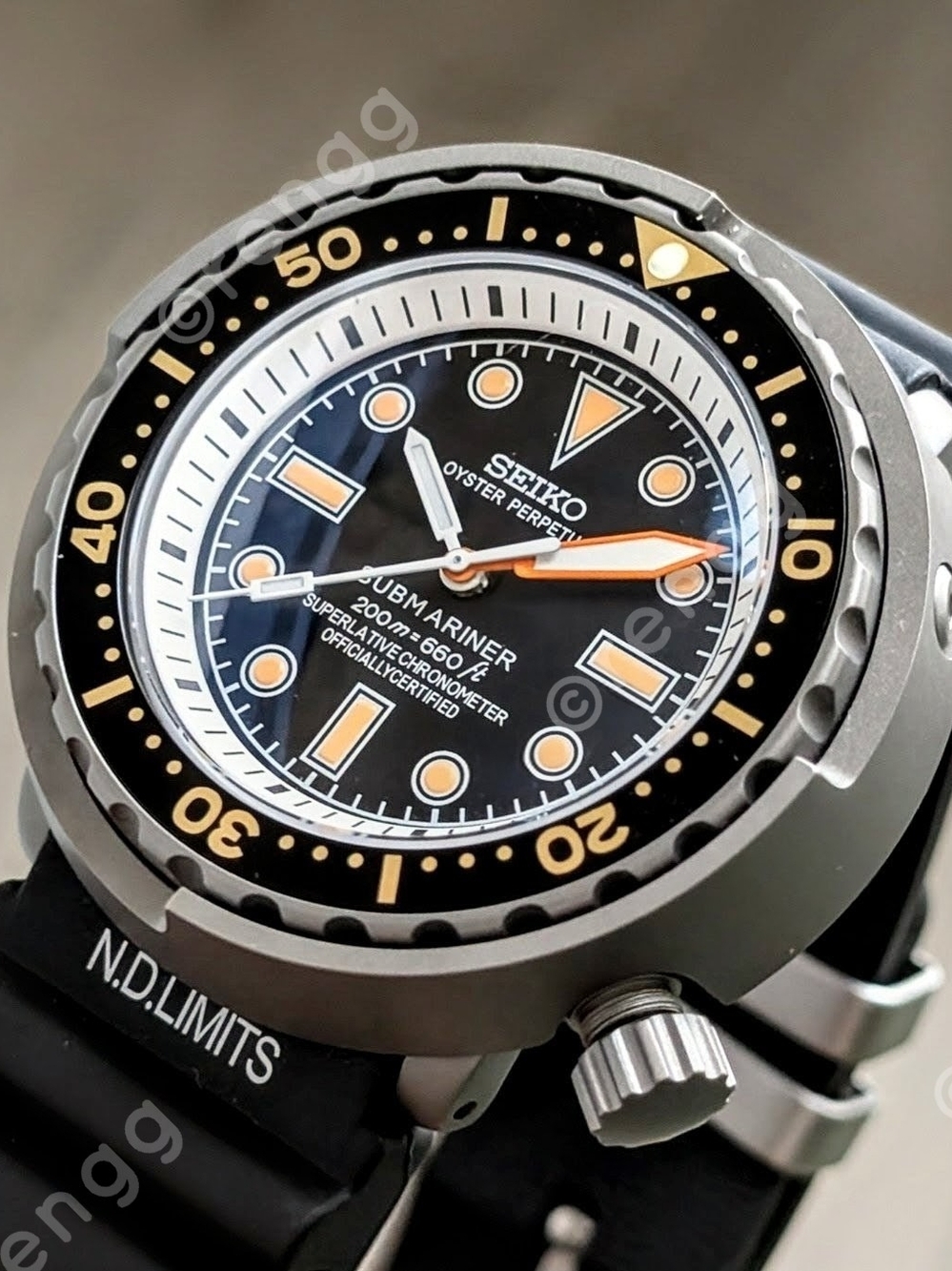 Titanium Tuna Canned Black Seiko Men’s Diver Mod Watch 47mm Sapphire AR Coated - Picture 6 of 11